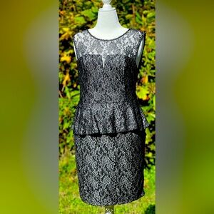 Silver Lace B Smart Shift Dress Size M